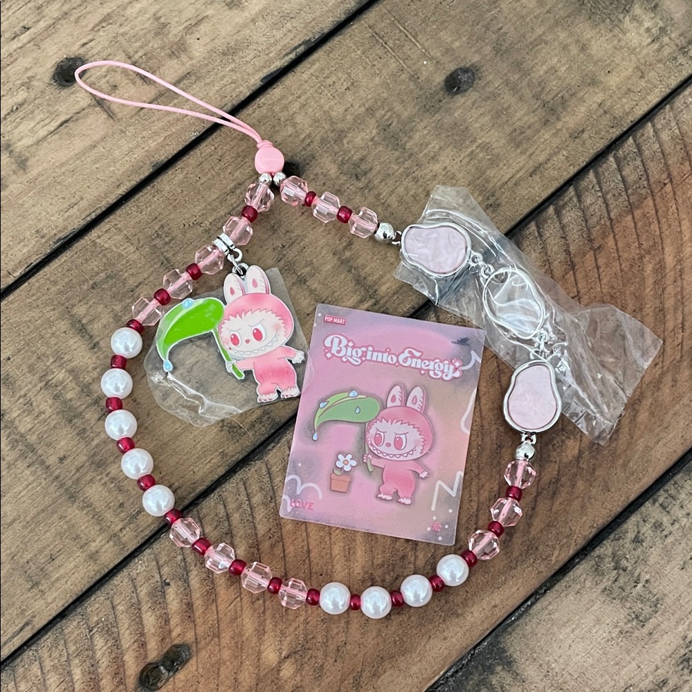 Pink and Red Beaded Keychain Set LABUBU LOVE